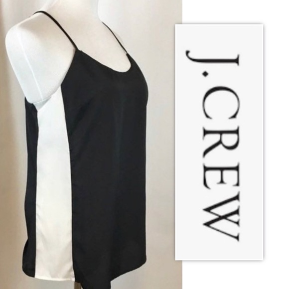J Crew Black/White Color Block Chiffon Tank - Picture 9 of 10